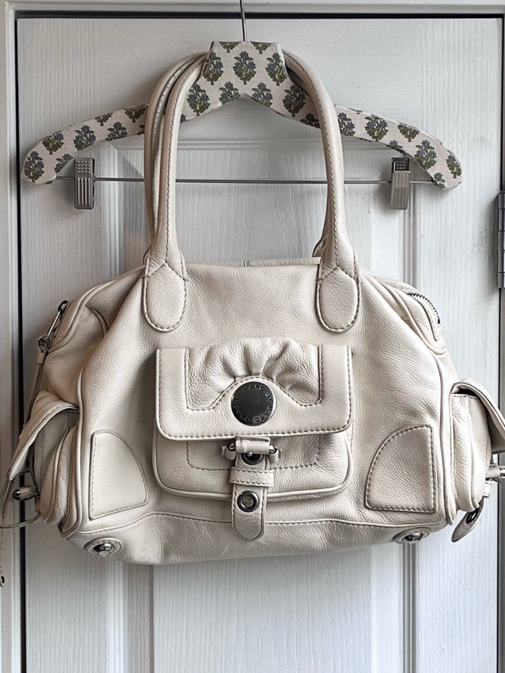 Marc by Marc Jacobs Vintage Y2K Pebbled Leather Satchel Handbag Cream Ivory - Picture 3 of 13